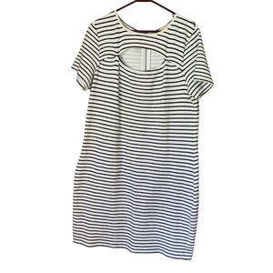 MICHAEL Michael Kors White and Navy Blue Sheath Mini Dress